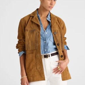 Madewell Fringe Shirt Jacket in Suede New With Tags Small Coastal Cowgirl